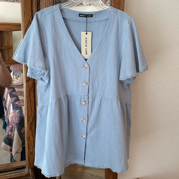 SHEIN Light Blue Blouse - Picture 2 of 9